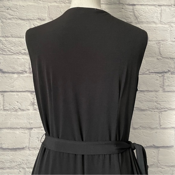 RW & CO Cowl Neck Sleeveless Tie Waist Midi Little Black Dress Size Medium - Picture 7 of 10